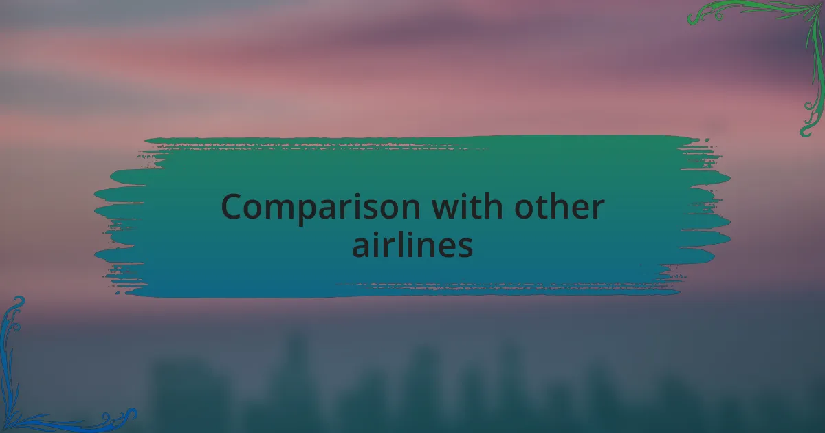 Comparison with other airlines