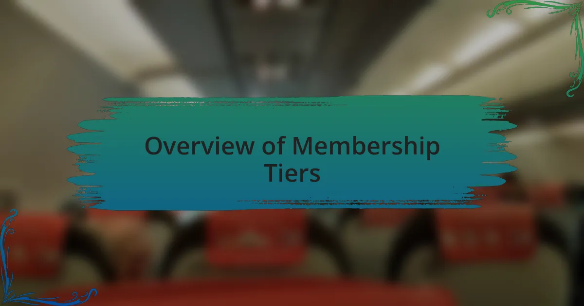 Overview of Membership Tiers