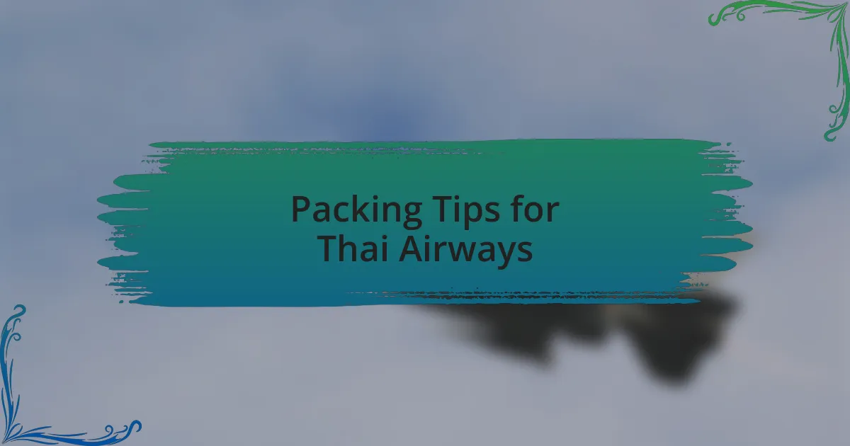 Packing Tips for Thai Airways